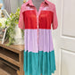 Womens Metallic Button Down Dress Medium EUC