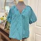 Womens Wonderly Puff Sleeve Blouse Medium EUC