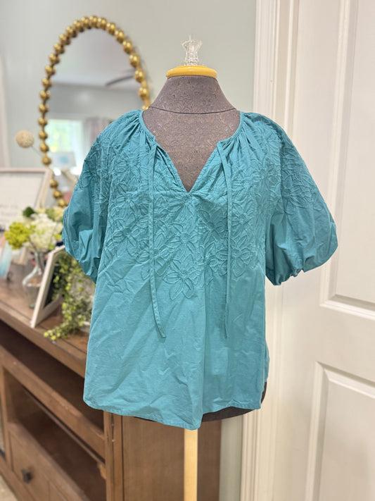 Womens Wonderly Puff Sleeve Blouse Medium EUC