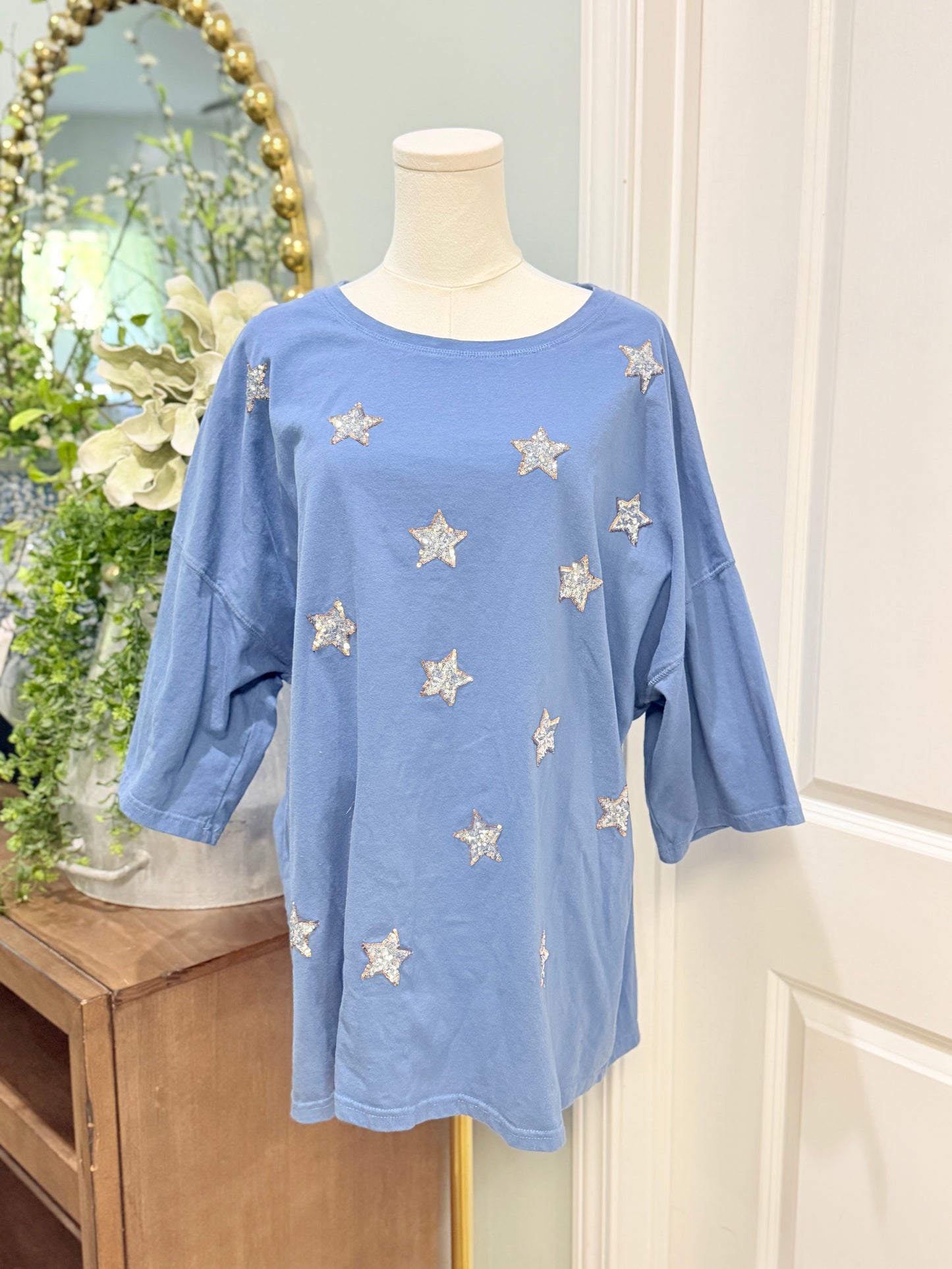 Womens Peach Love Star Blouse Large EUC