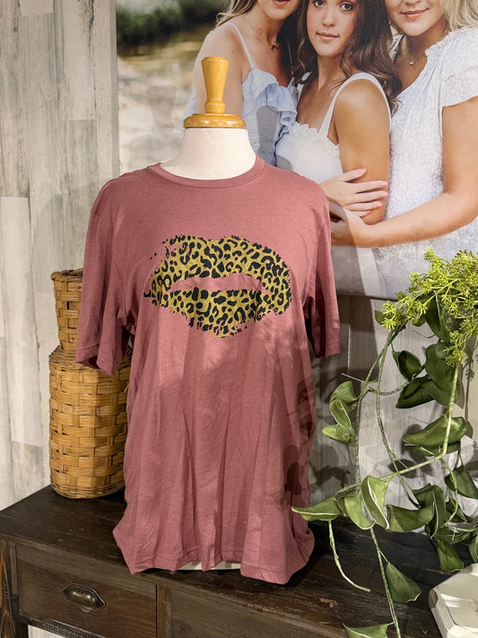 Womens Leopard Lips Canvas Tee XL