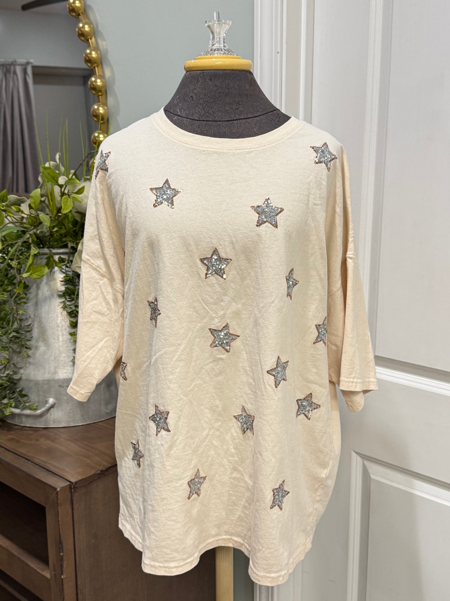 Womens Peach Love Sequin Blouse Small EUC