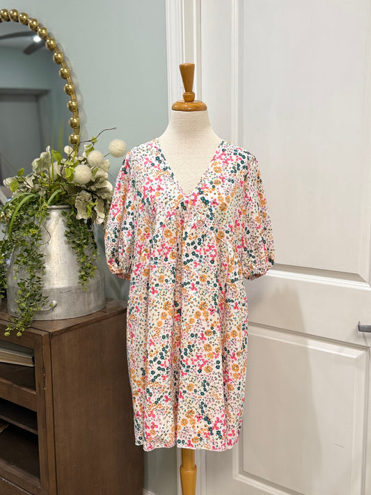 Womens Pink Floral Dress Size Large