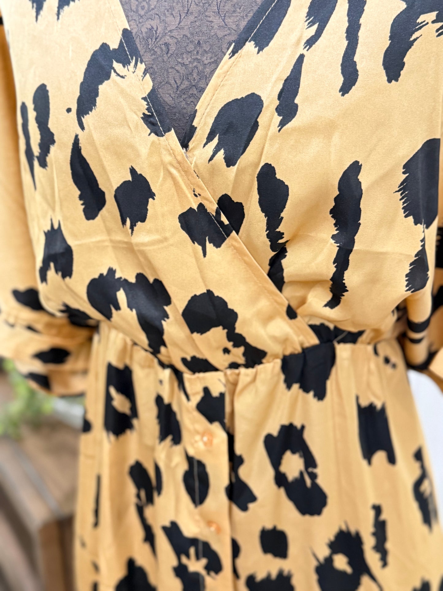 Womens Leopard Satin Dress 2X EUC