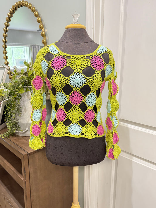 Womens Reclaimed Vintage Crotchet Blouse Small EUC