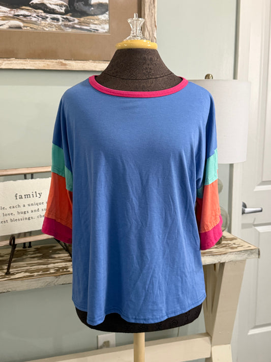 Womens Colorblock Blouse Large