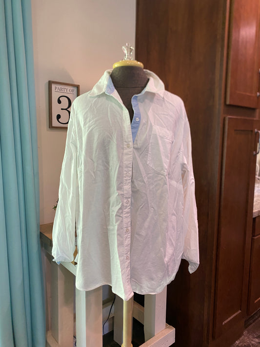 Womens Crown & Ivy Button Up Blouse Sz 1X