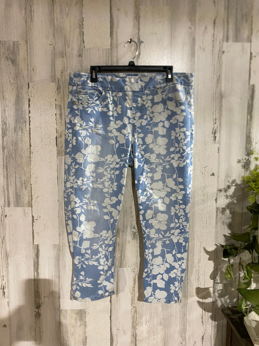 Womens Westbound High Rise Floral Denim Capris Sz 14