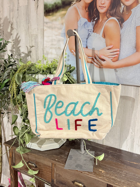 KatyDid Beach Life Canvas Tote GUC
