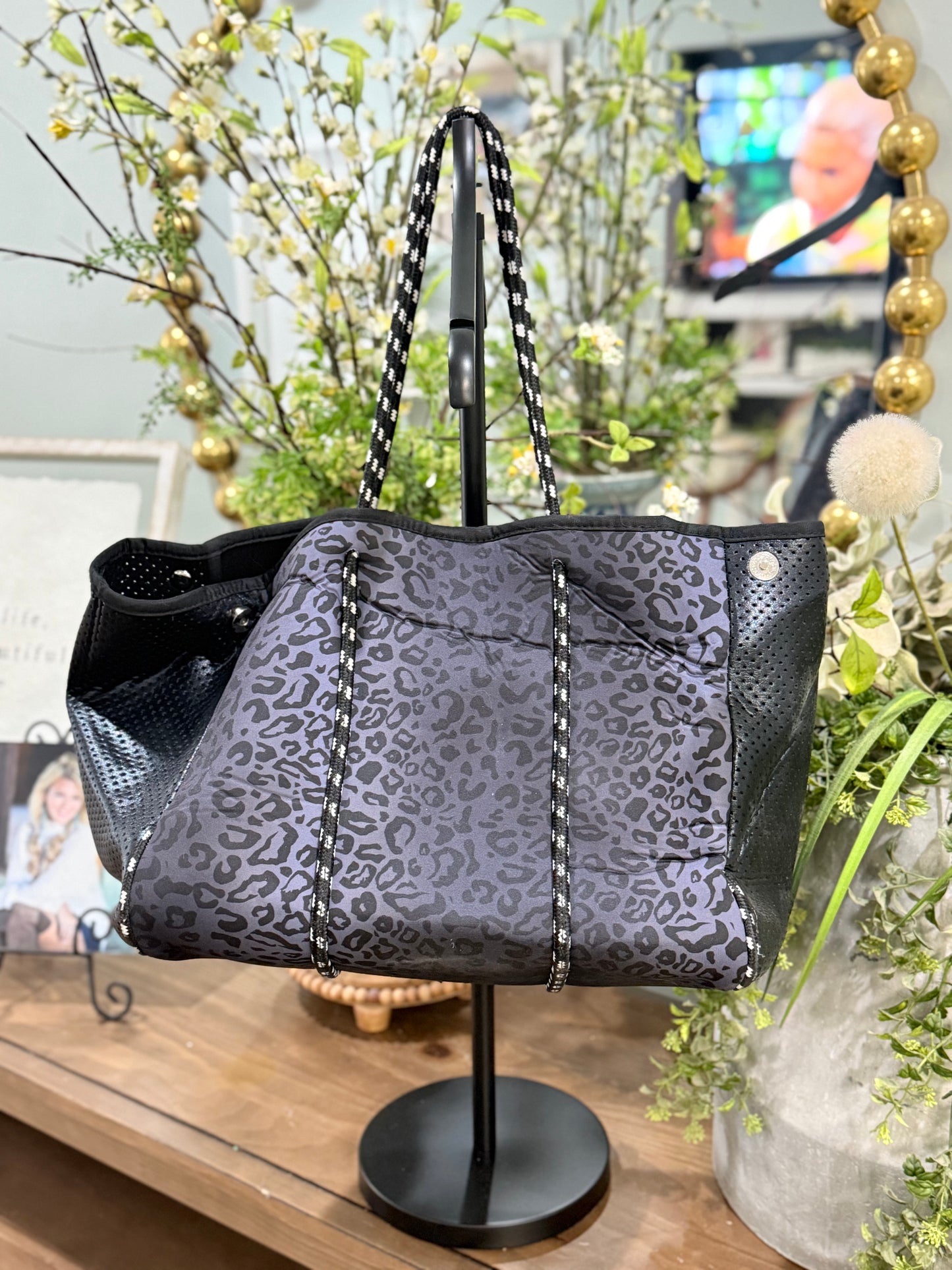 Large Black Neoprene Handbag EUC