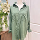 Womens Z Supply Green Cotton Button Down XS/S NWT