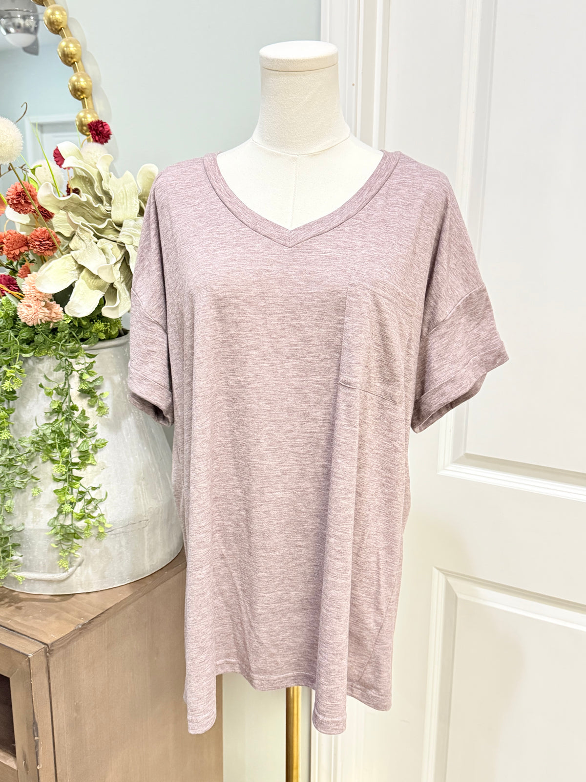 Womens Brown Vneck tshirt XL EUC