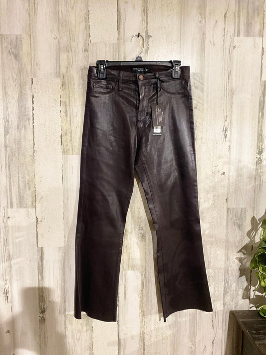 Womens NWT Just Black Denim Faux Leather Cropped Pants Sz 27