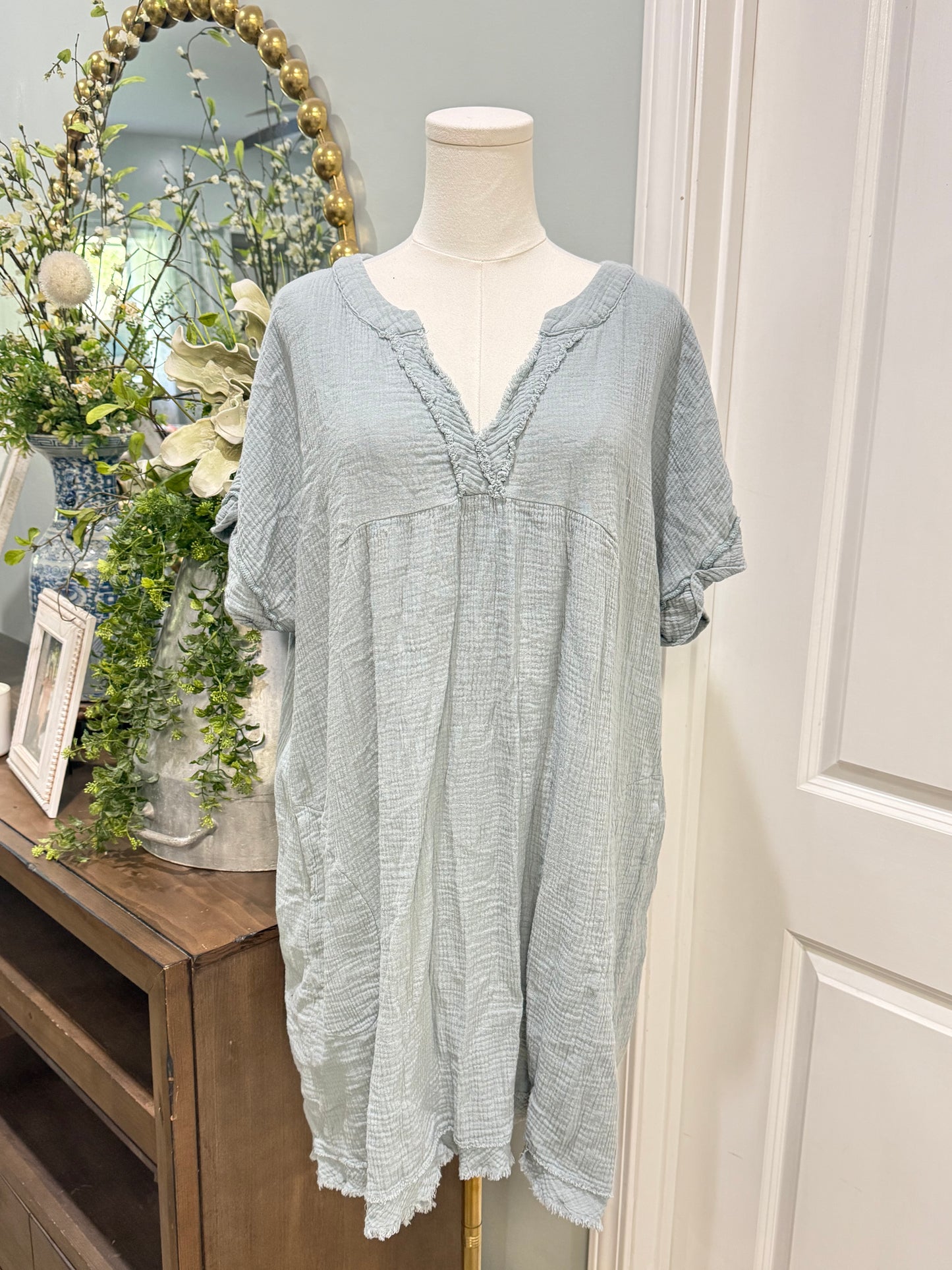 Womens Entro Cotton Gauze Dress 1X EUC