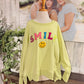 Womens Smile Puff Letters Sweatshirt Large EUC