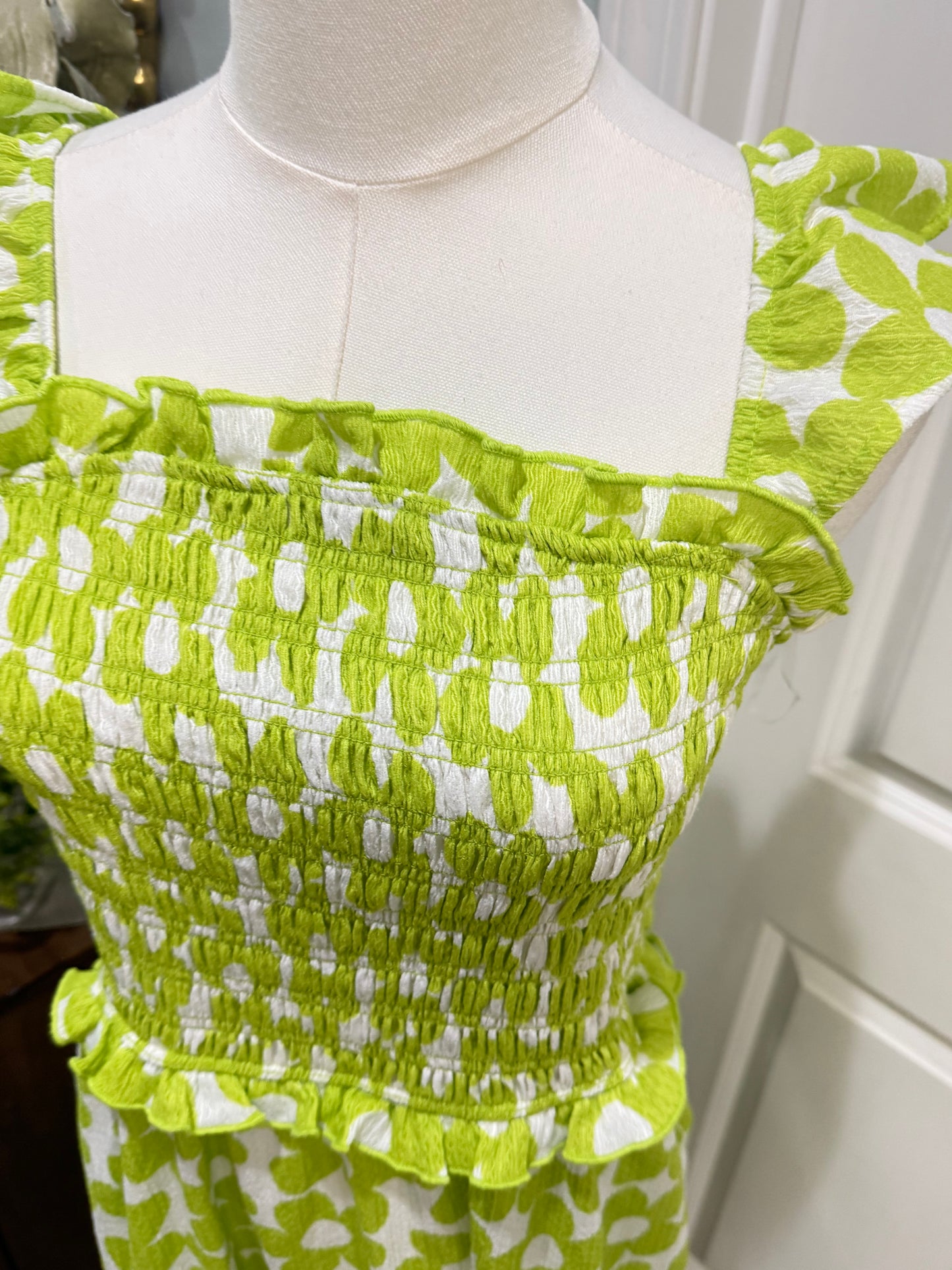 Womens Green Daisy Maxi Dress Medium EUC