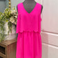 Womens Neon Pink Sleeveless Dress Large