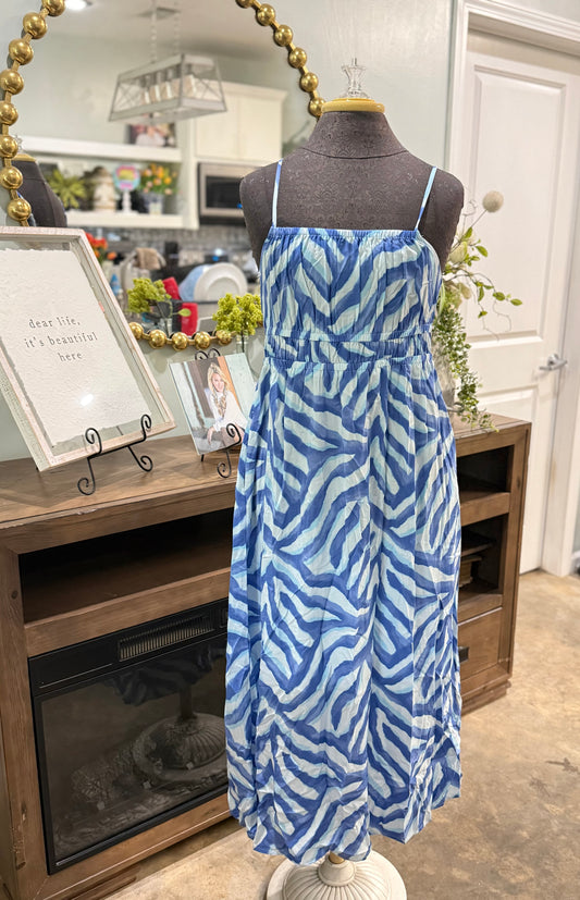 Womens Blue Spaghetti Strap Maxi Dress Size Medium