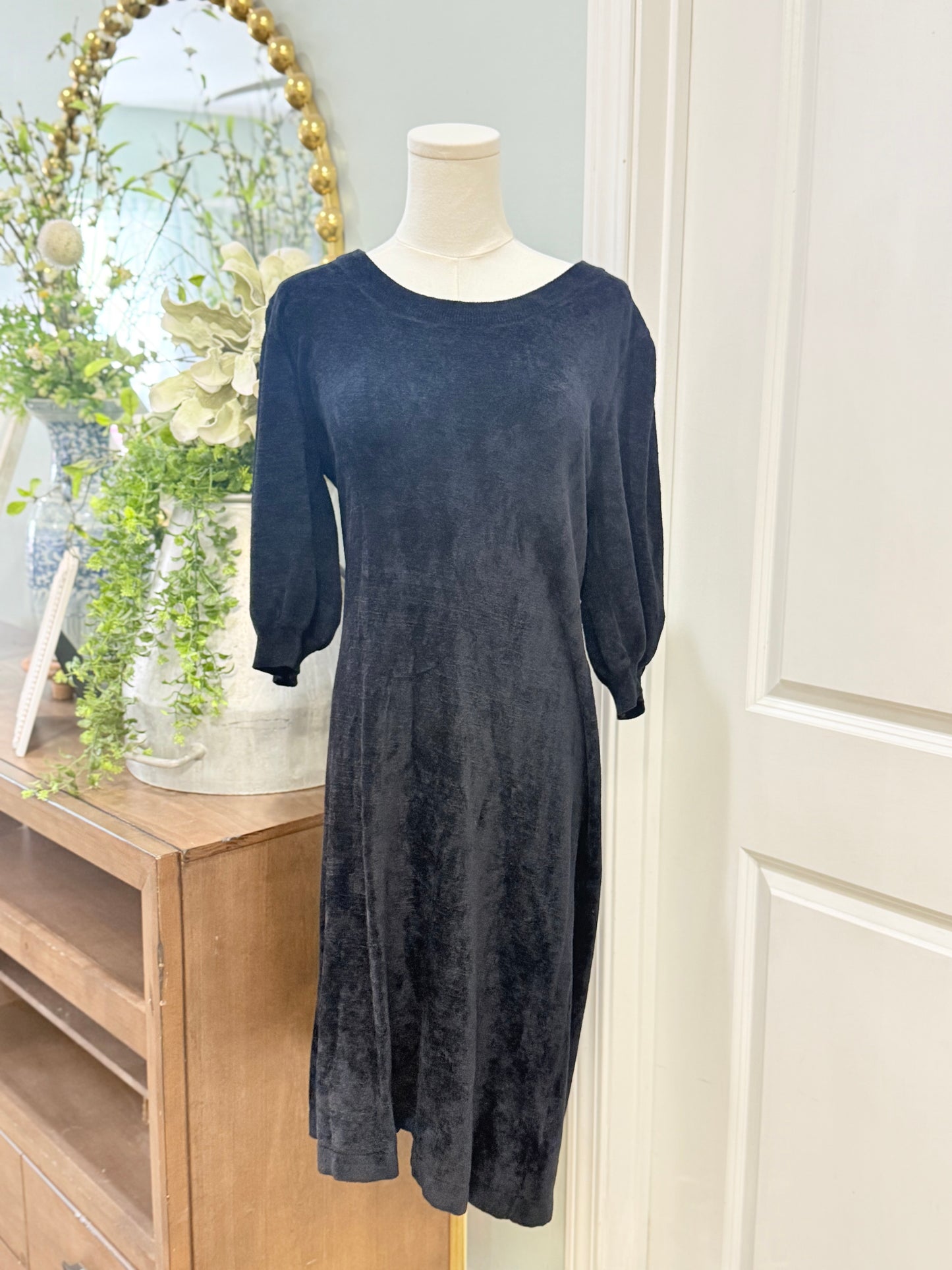 Womens Another Love Black Velvet Dress Large EUC