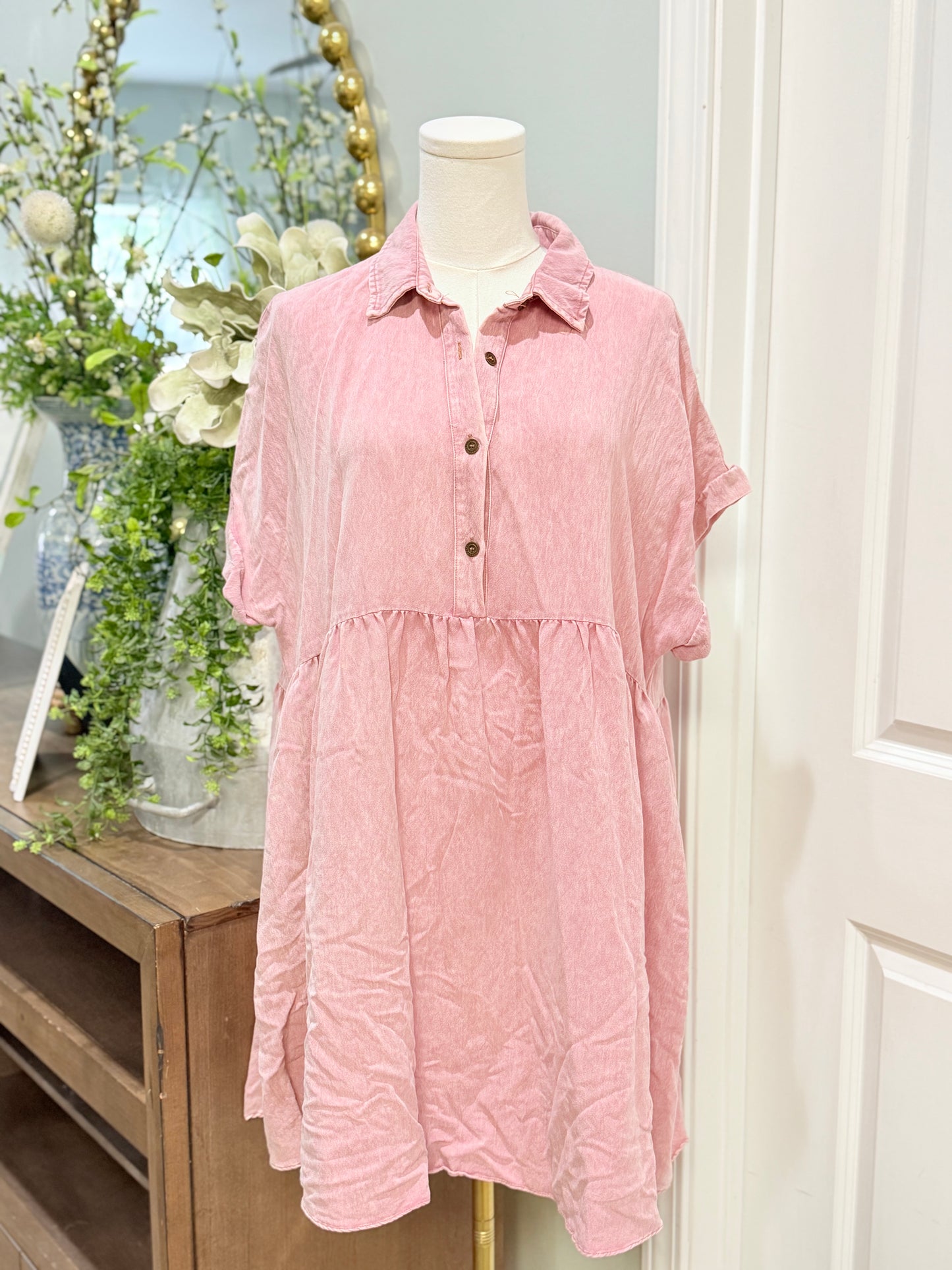 Womens Umgee Pink Midi Dress Large EUC