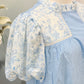 Womens Blue Puff Sleeve Blouse Large *Defect*