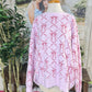 Womens Fantastic Fawn Pink Bow Fuzzy Sweater Large EUC