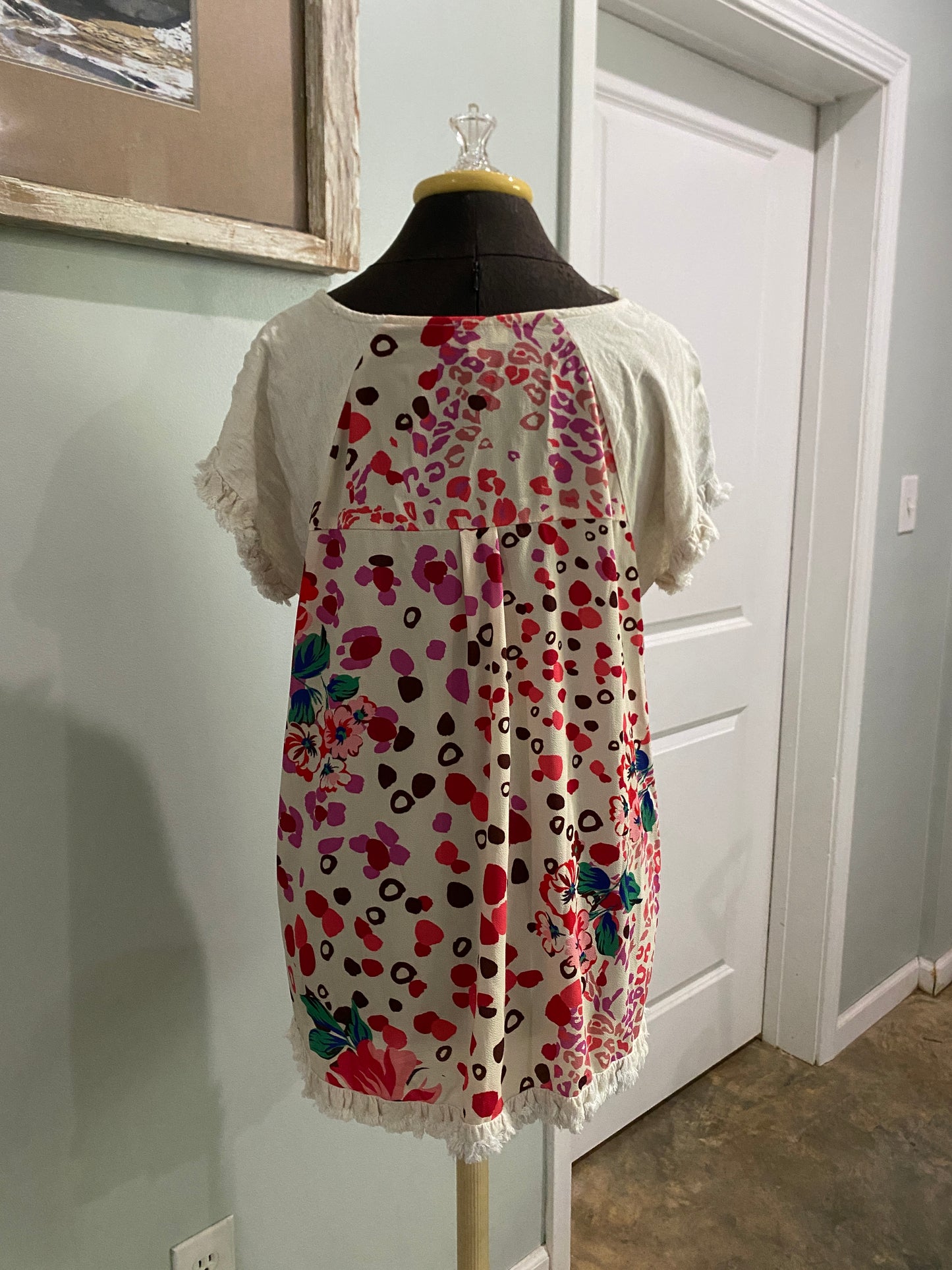 Womens Umgee Linen Floral Blouse Size Medium