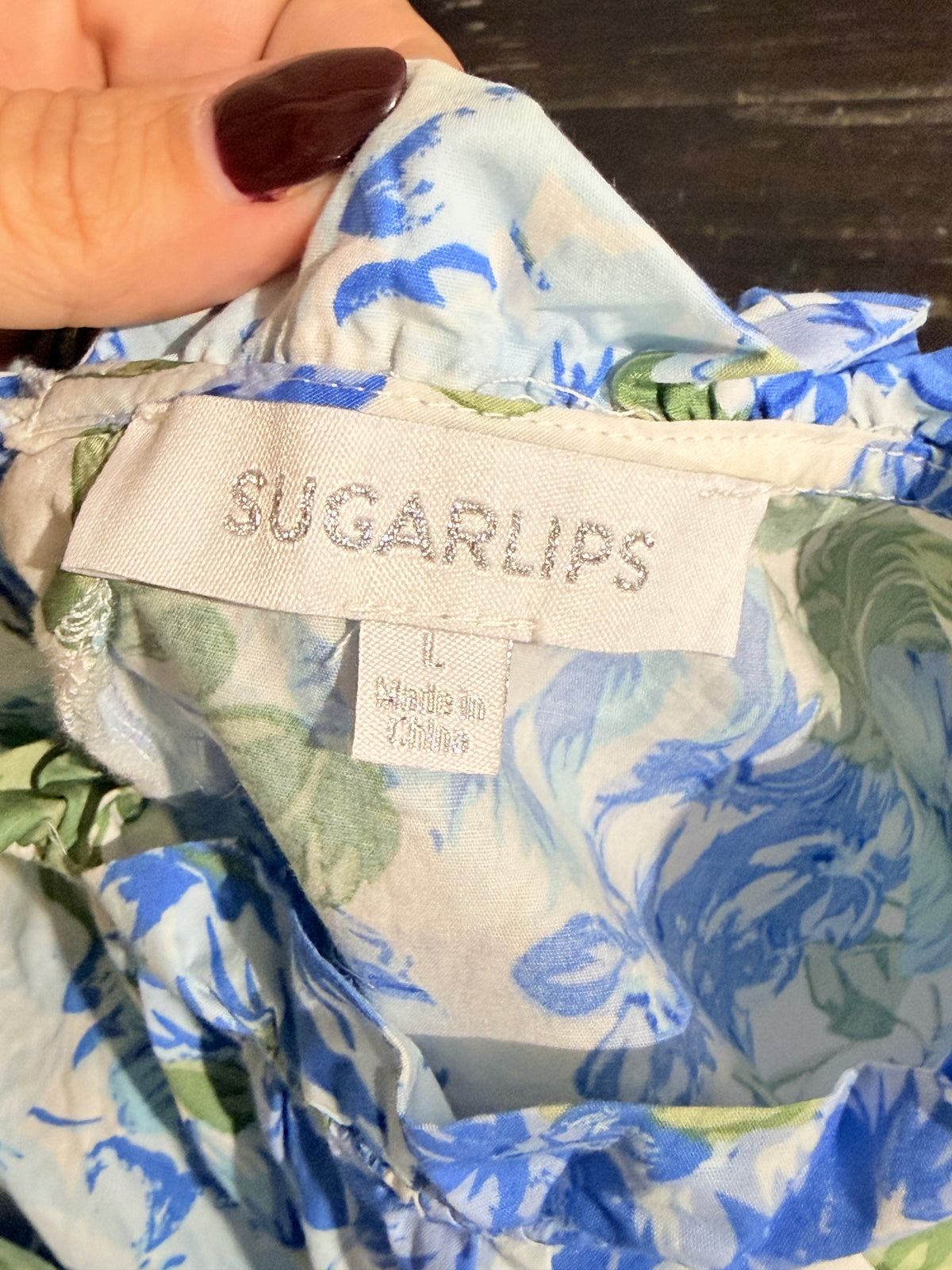 Womens Sugarlips Floral Flutter Sleeve Blouse Large EUC