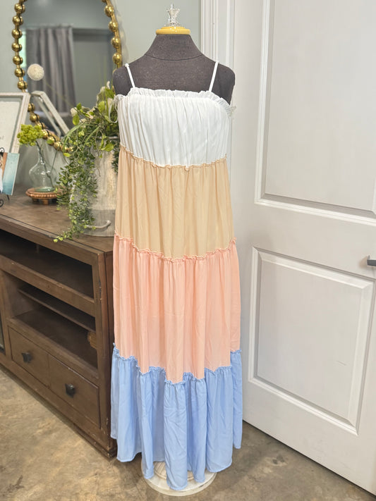 Womens Tiered Beachy Dress Medium EUC