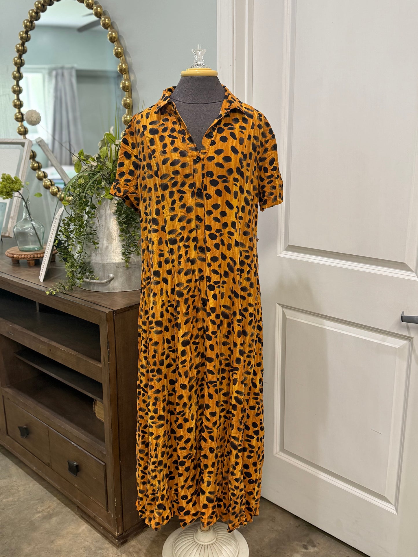 Womens Porridge Leopard Maxi Dress Size 14