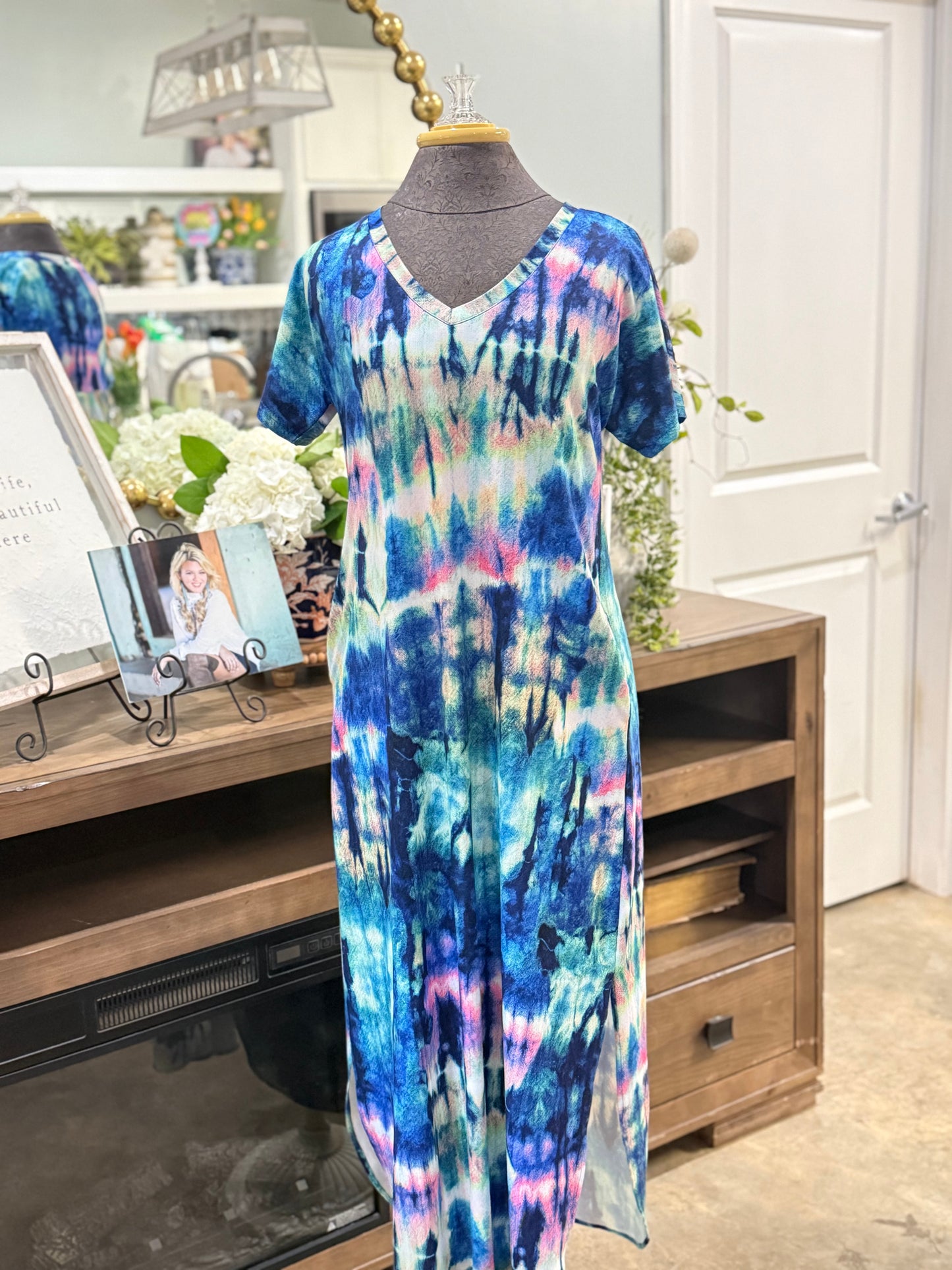 Womens Tie Dye Tshirt Maxi Dress Medium EUC