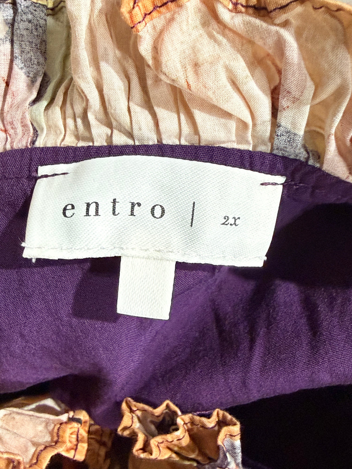 Womens Entro Midi Floral Dress Size 2X EUC