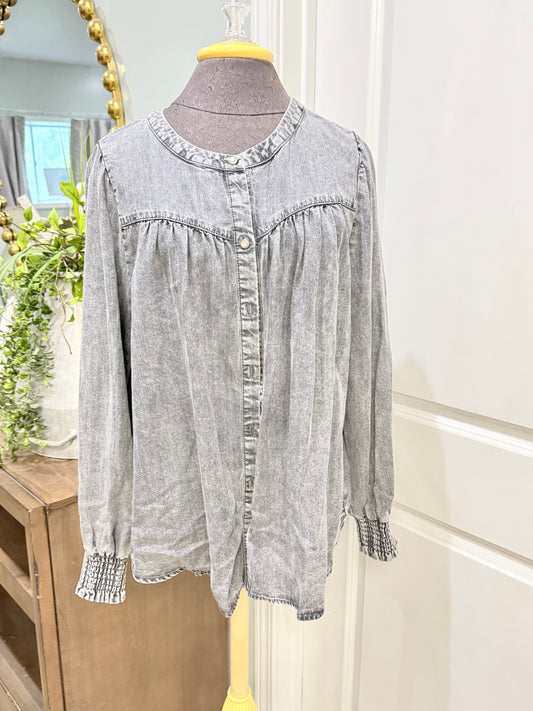 Womens Jane & Delancey Denim Blouse XL EUC
