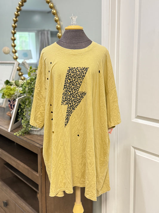 Womens Lightning Bolt Oversized Tshirt Dress Large NWT