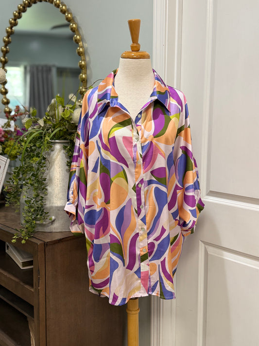 Womens Chic Soul Satin Blouse Size 1X NWOT