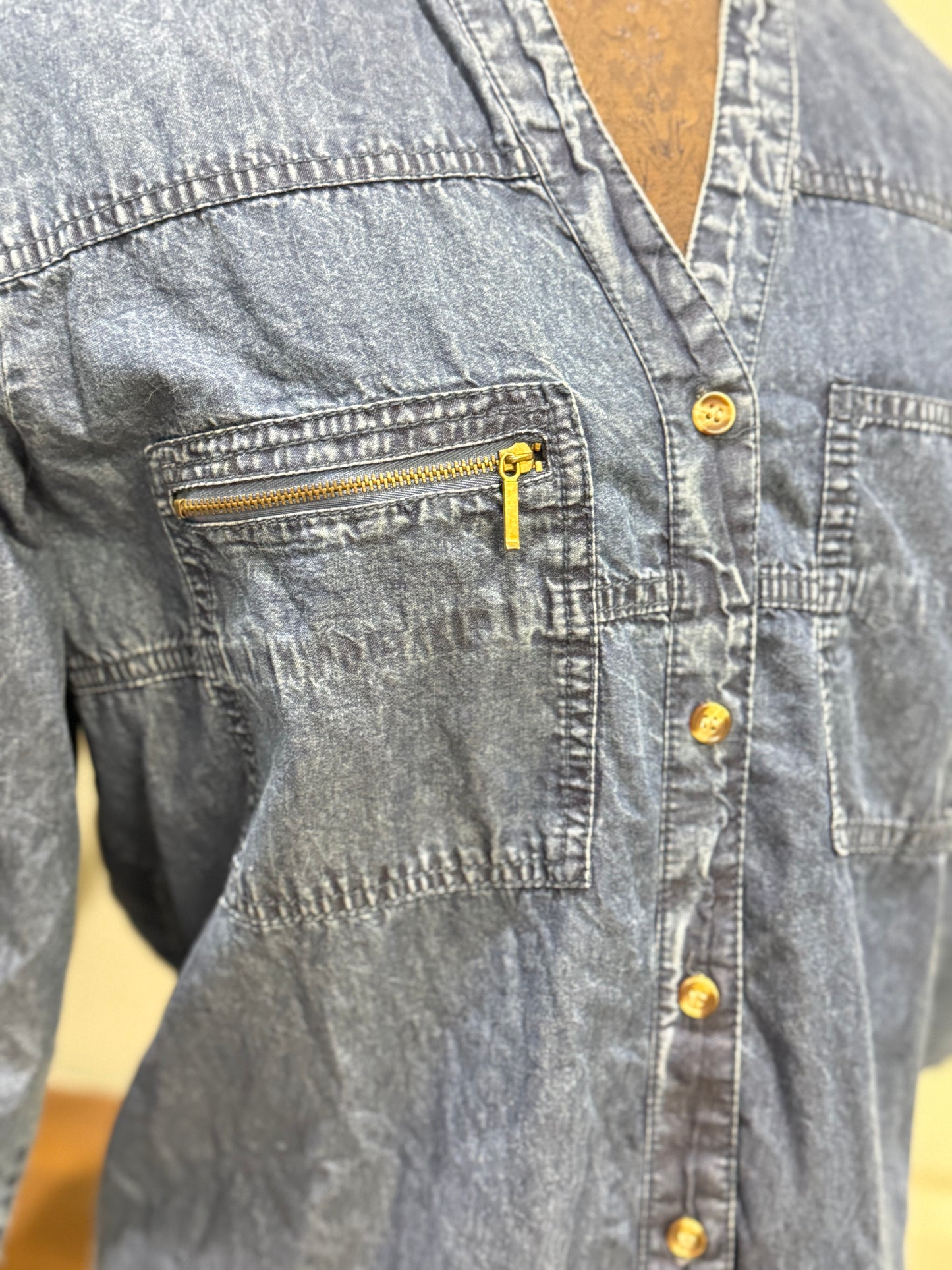 Womens Denim Button Down Dress XL EUC