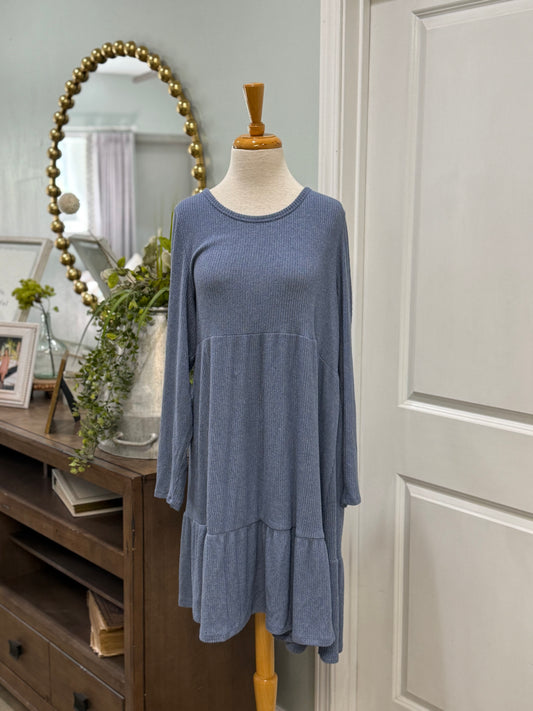 Womens Pink Rose Ribbed Dress Size 2X