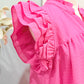 Womens Umgee Pink Flutter Sleeve Dress Large EUC