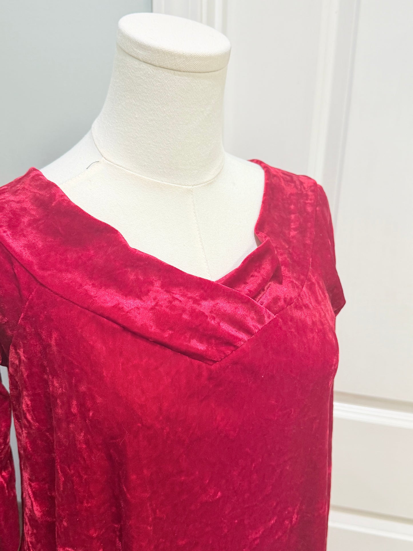 Womens MTS Red Velvet Mini Dress Small EUC