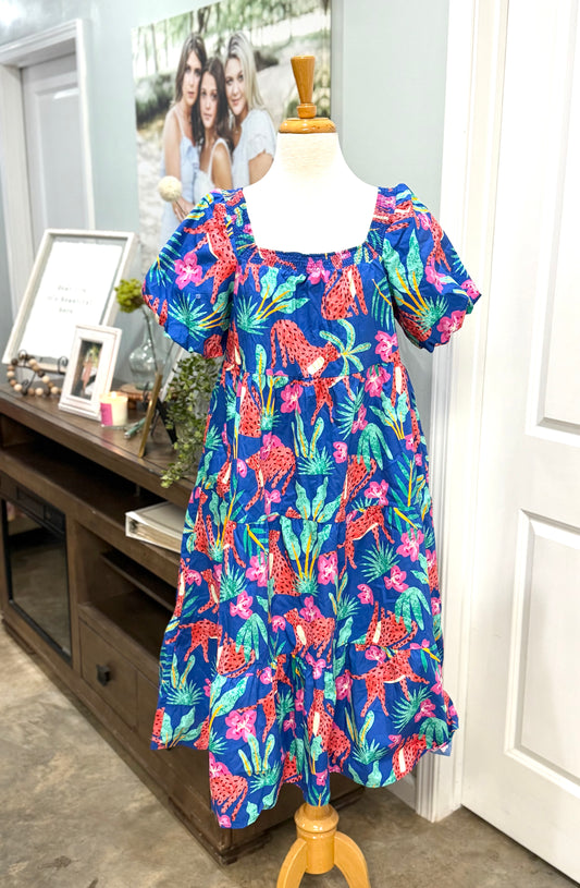 Womens Peach Love Cheetah Dress Size Large