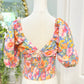 Womens LUSH Floral Cropped Top Medium EUC