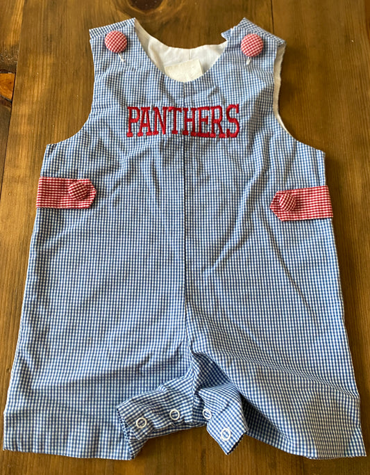 Boys Natalie Grant Panther Gingham Onesie Sz 9mth