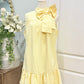 Womens Yellow Bow Knee Length Dress Large EUC