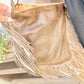Keep It Gypsy Leather Leopard Print Upcycled Purse - Fur On Fringe Crossbody Tan