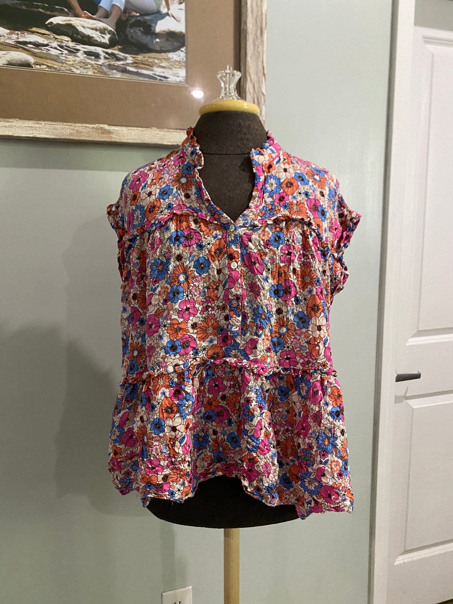 Womens Jane + Delaney Floral Blouse Size Small