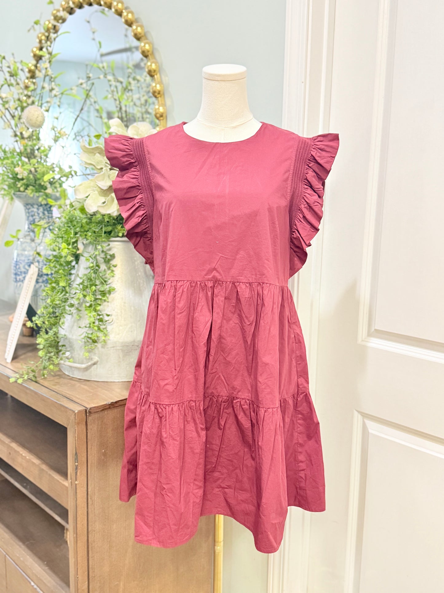 Womens English Factory Burgundy Dress Large EUC