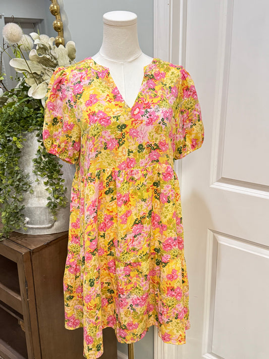 Womens Mittoshop Yellow Floral Dress Small EUC