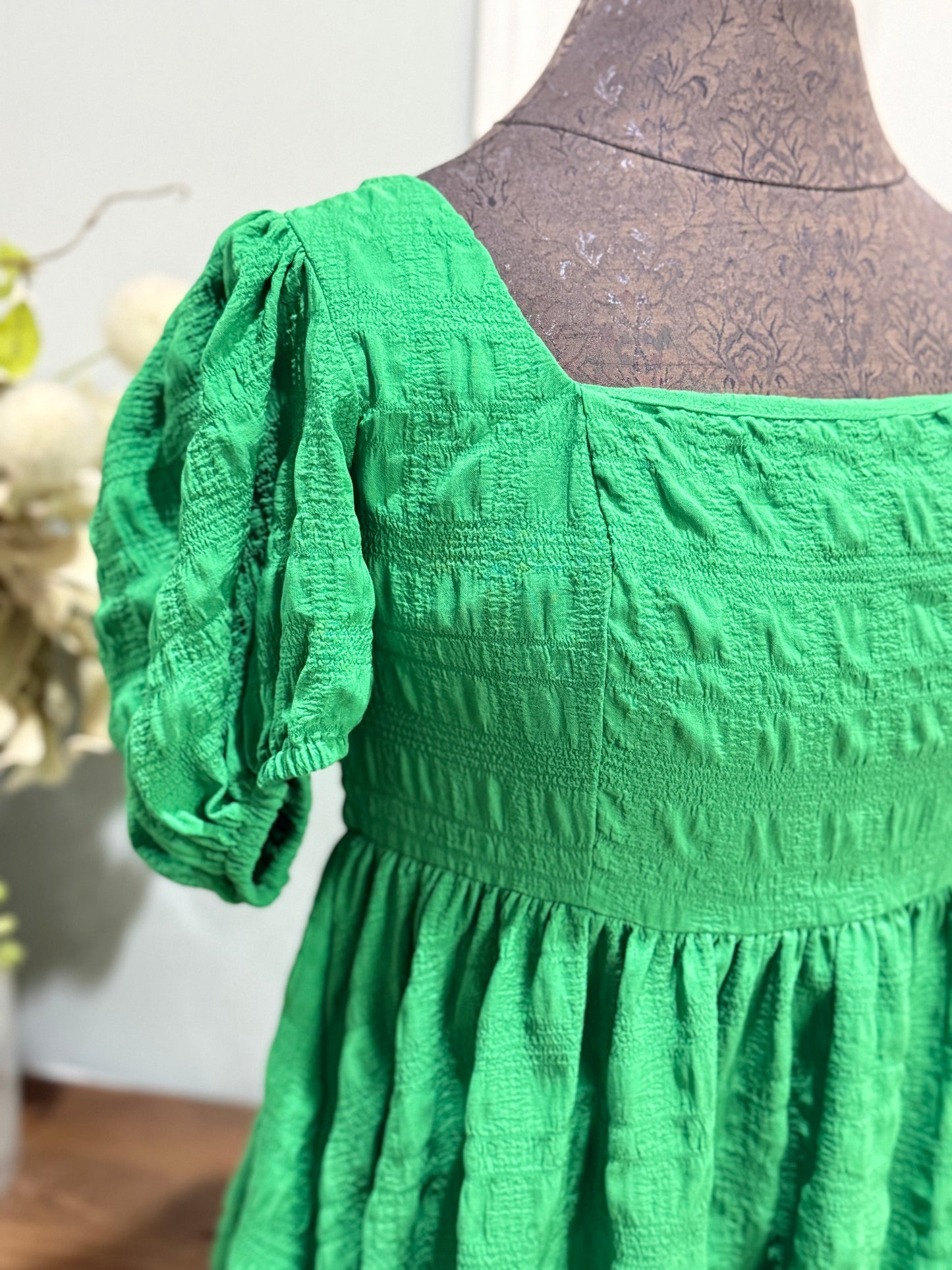 Womens Green Babydoll Dress Medium EUC