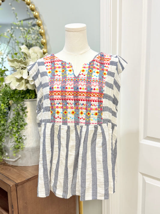 Womens Savanna Jane Peplum Blouse 1X EUC
