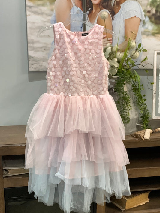 Girls Pink Sequin Zunie Dress Size 16